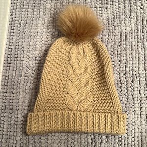 Cream Beanie with Pom Pom